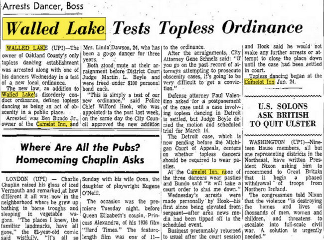 Mr. Bs Camelot Inn (Maple Lanes, Shadow Fax, Olde World Market) - Feb 11 1972 Article